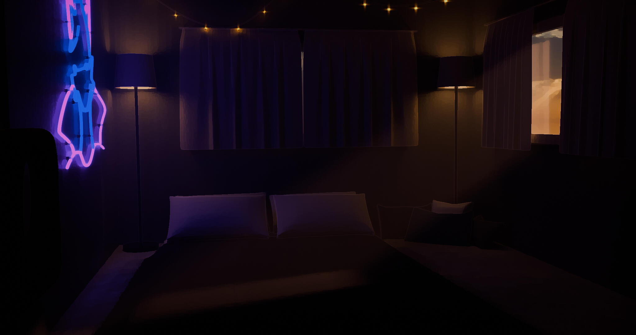 Room with subtle outlines