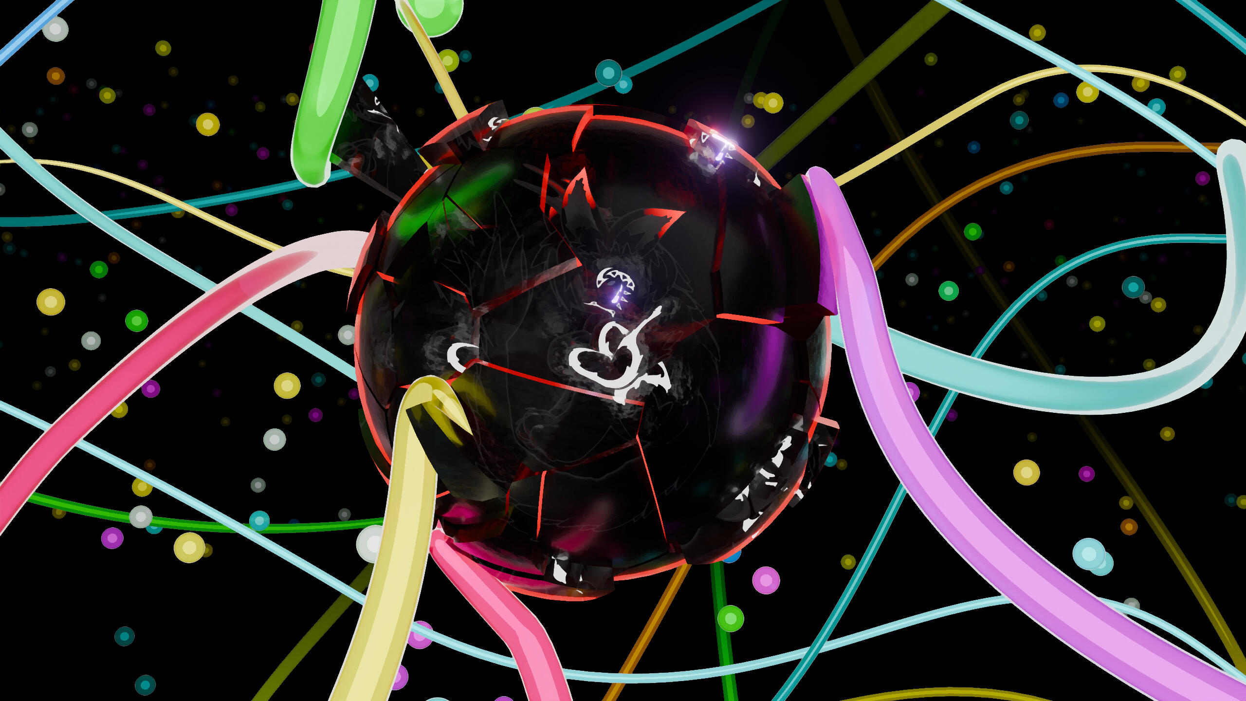 Furry in cracked glass ball